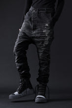 画像をギャラリービューアに読み込む, BORIS BIDJAN SABERI DROP CROTCH SLIM PANTS / STONE WASHED &amp; USED EFFECT &amp; BODY MOLDED &quot;P23-F1603K&quot; (BLACK DENIM)