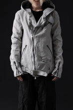Load image into Gallery viewer, ISAMU KATAYAMA BACKLASH HOODED RIDERS JACKET / NATURAL DYED & GARMENT WASHED JP CALF (WHITE)