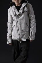 Load image into Gallery viewer, ISAMU KATAYAMA BACKLASH HOODED RIDERS JACKET / NATURAL DYED & GARMENT WASHED JP CALF (WHITE)