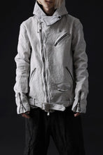 Load image into Gallery viewer, ISAMU KATAYAMA BACKLASH HOODED RIDERS JACKET / NATURAL DYED & GARMENT WASHED JP CALF (WHITE)