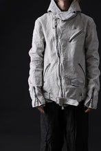 Load image into Gallery viewer, ISAMU KATAYAMA BACKLASH HOODED RIDERS JACKET / NATURAL DYED & GARMENT WASHED JP CALF (WHITE)