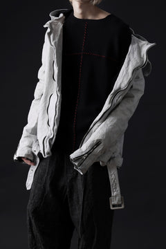 画像をギャラリービューアに読み込む, ISAMU KATAYAMA BACKLASH HOODED RIDERS JACKET / NATURAL DYED - GARMENT WASHED JP CALF (WHITE)