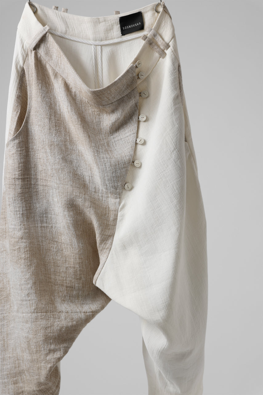 Load image into Gallery viewer, SOSNOVSKA ASYMMETRIC OVERWIDE PANTS (IVORY x BEIGE)