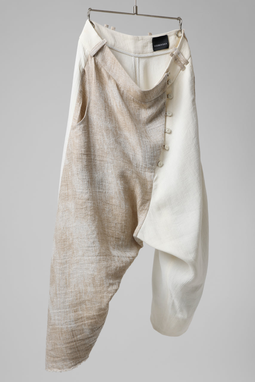Load image into Gallery viewer, SOSNOVSKA ASYMMETRIC OVERWIDE PANTS (IVORY x BEIGE)