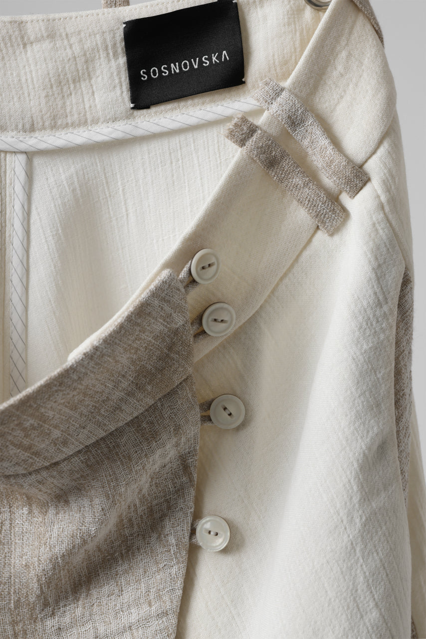 Load image into Gallery viewer, SOSNOVSKA ASYMMETRIC OVERWIDE PANTS (IVORY x BEIGE)