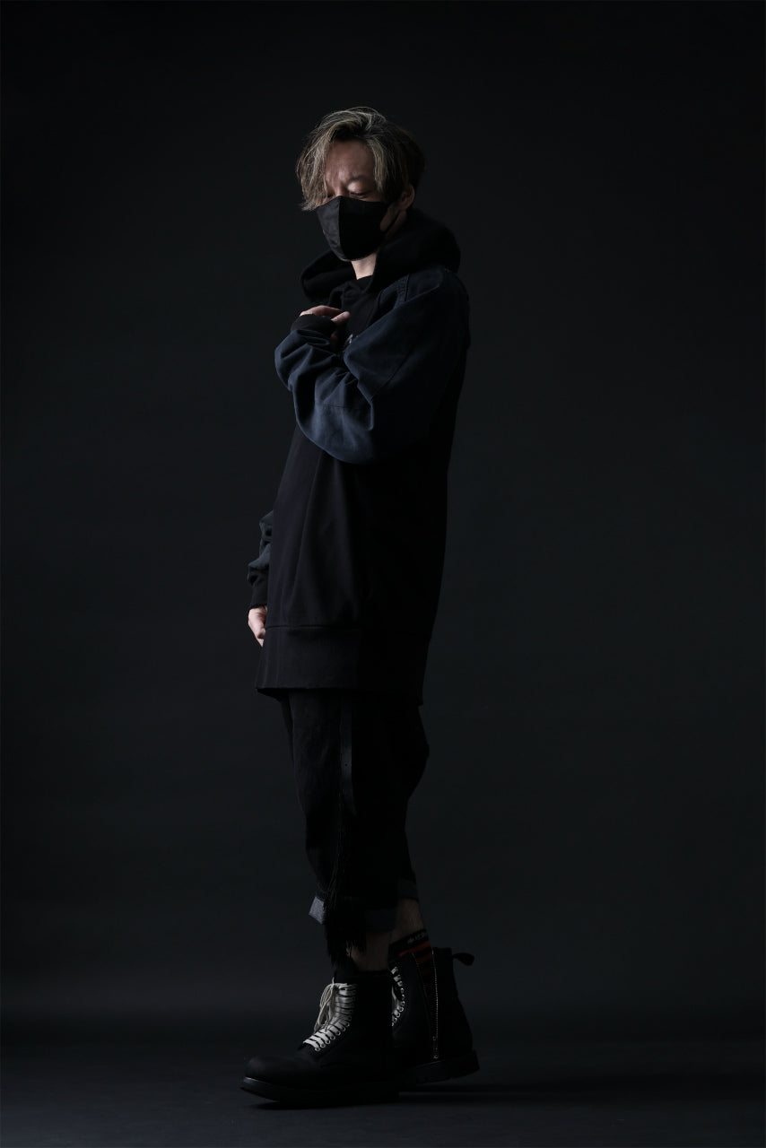 画像をギャラリービューアに読み込む, MASSIMO SABBADIN HOODY wt. HAND DYED VINTAGE DENIM SLEEVE (black)