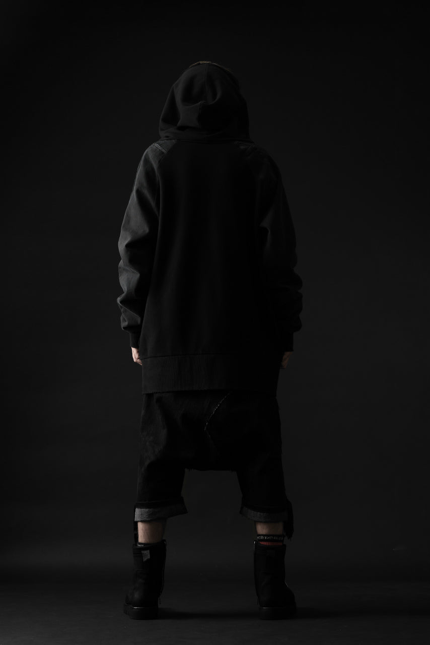 画像をギャラリービューアに読み込む, MASSIMO SABBADIN HOODY wt. HAND DYED VINTAGE DENIM SLEEVE (black)
