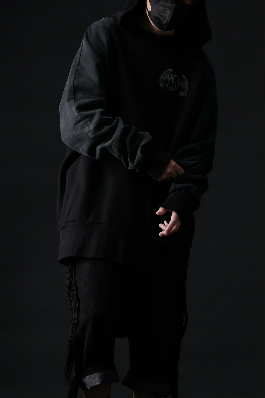 画像をギャラリービューアに読み込む, MASSIMO SABBADIN HOODY wt. HAND DYED VINTAGE DENIM SLEEVE (black)