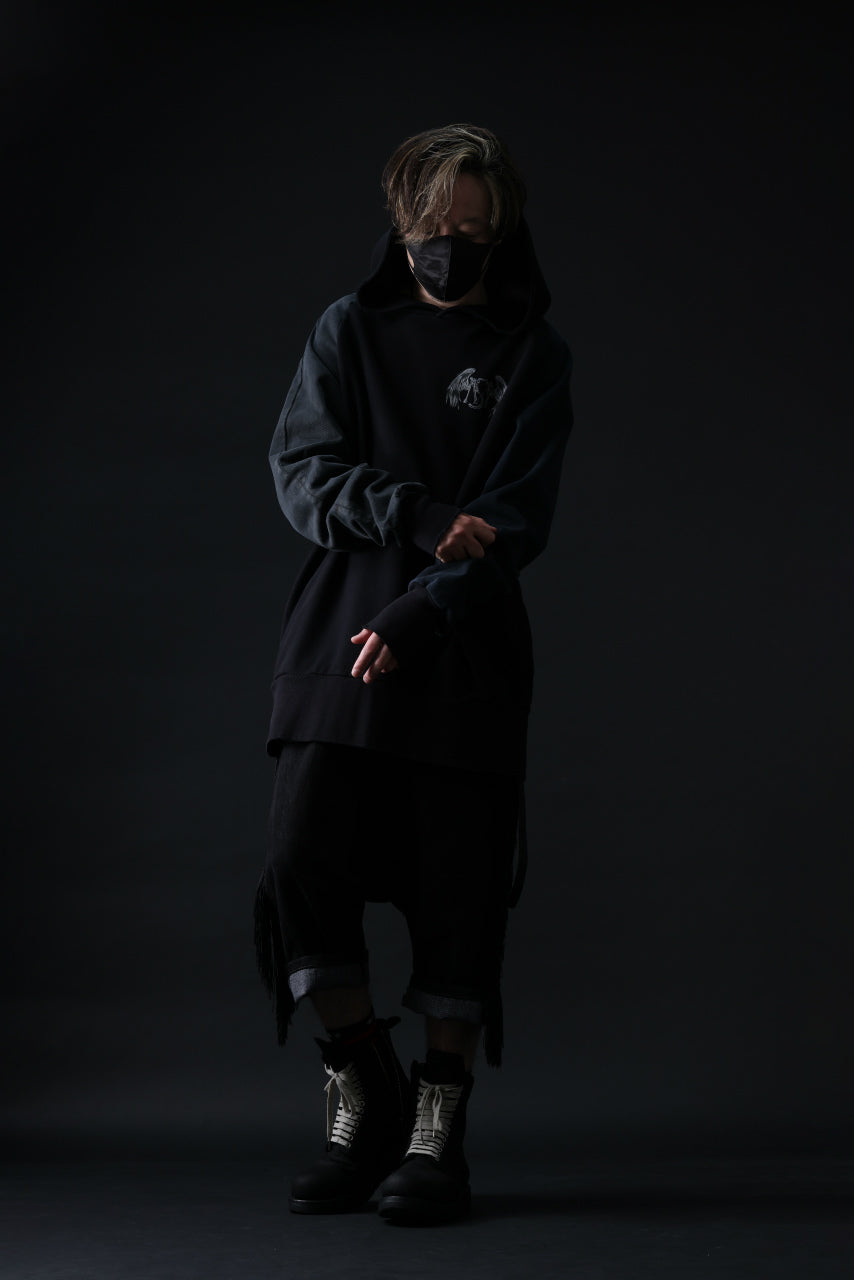 画像をギャラリービューアに読み込む, MASSIMO SABBADIN HOODY wt. HAND DYED VINTAGE DENIM SLEEVE (black)