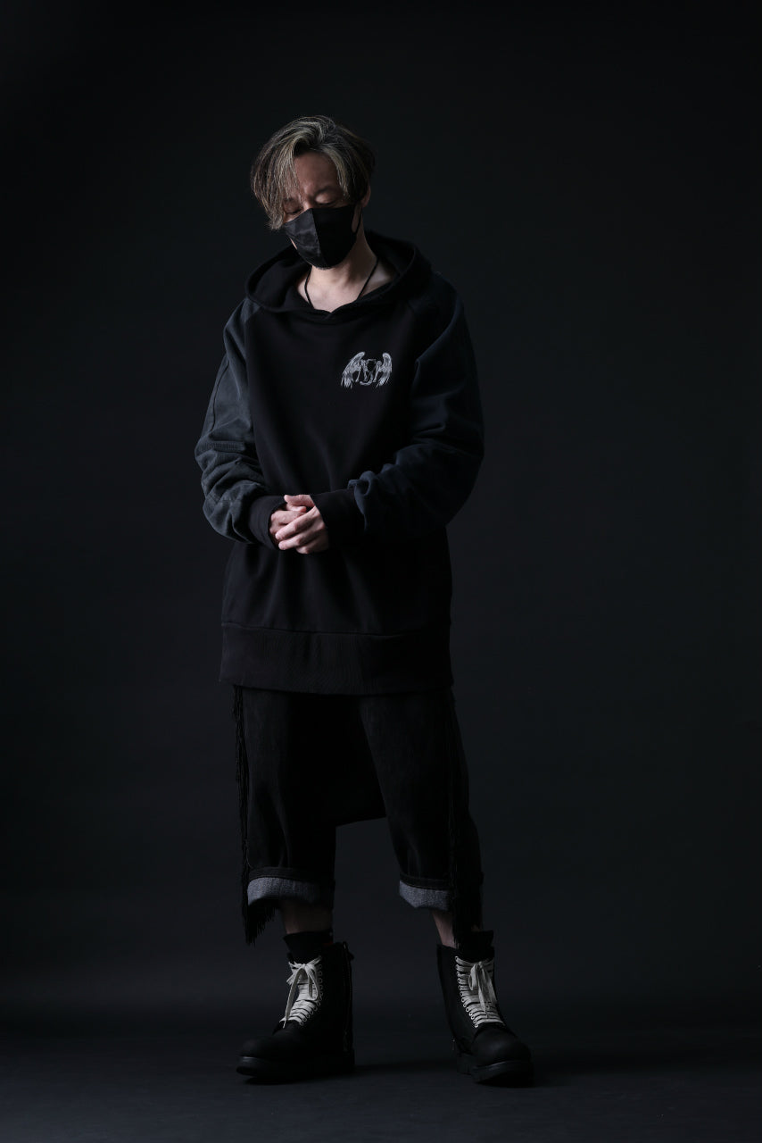 画像をギャラリービューアに読み込む, MASSIMO SABBADIN HOODY wt. HAND DYED VINTAGE DENIM SLEEVE (black)