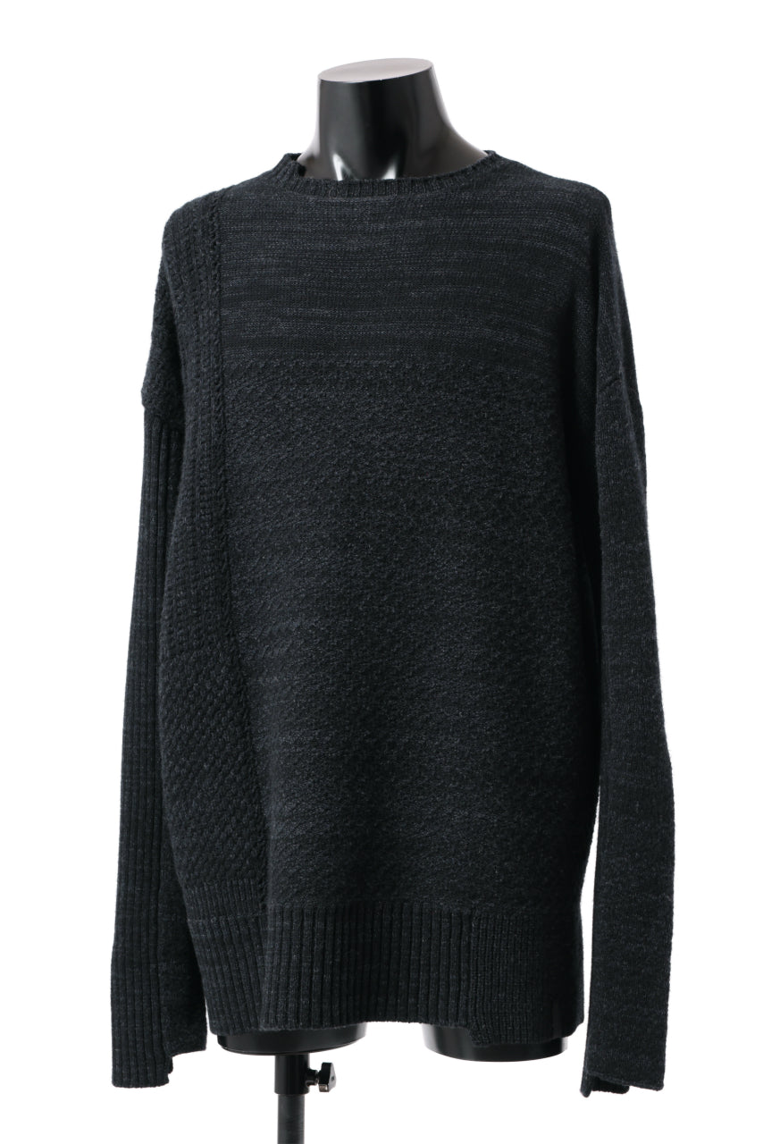 KLASICA TRANSIT RELAX FIT KNIT SWEATER / HAND FLAME 3PLY SUPER FINE MELINO 7G (SHADOW)
