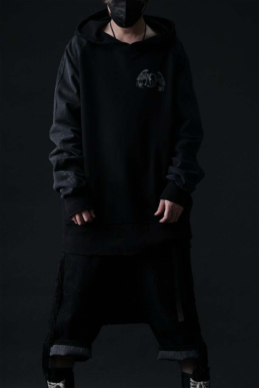 画像をギャラリービューアに読み込む, MASSIMO SABBADIN HOODY wt. HAND DYED VINTAGE DENIM SLEEVE (black)