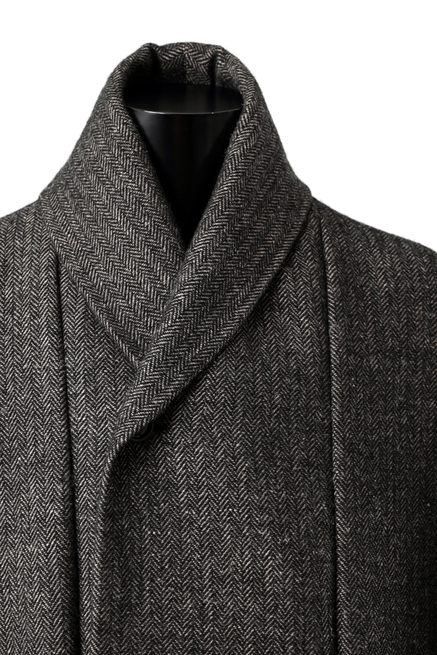 画像をギャラリービューアに読み込む, KLASICA SAULT FOLK DOUBLE BREASTED OVER COAT / CLASSIC HERRING BONE (BLACK)