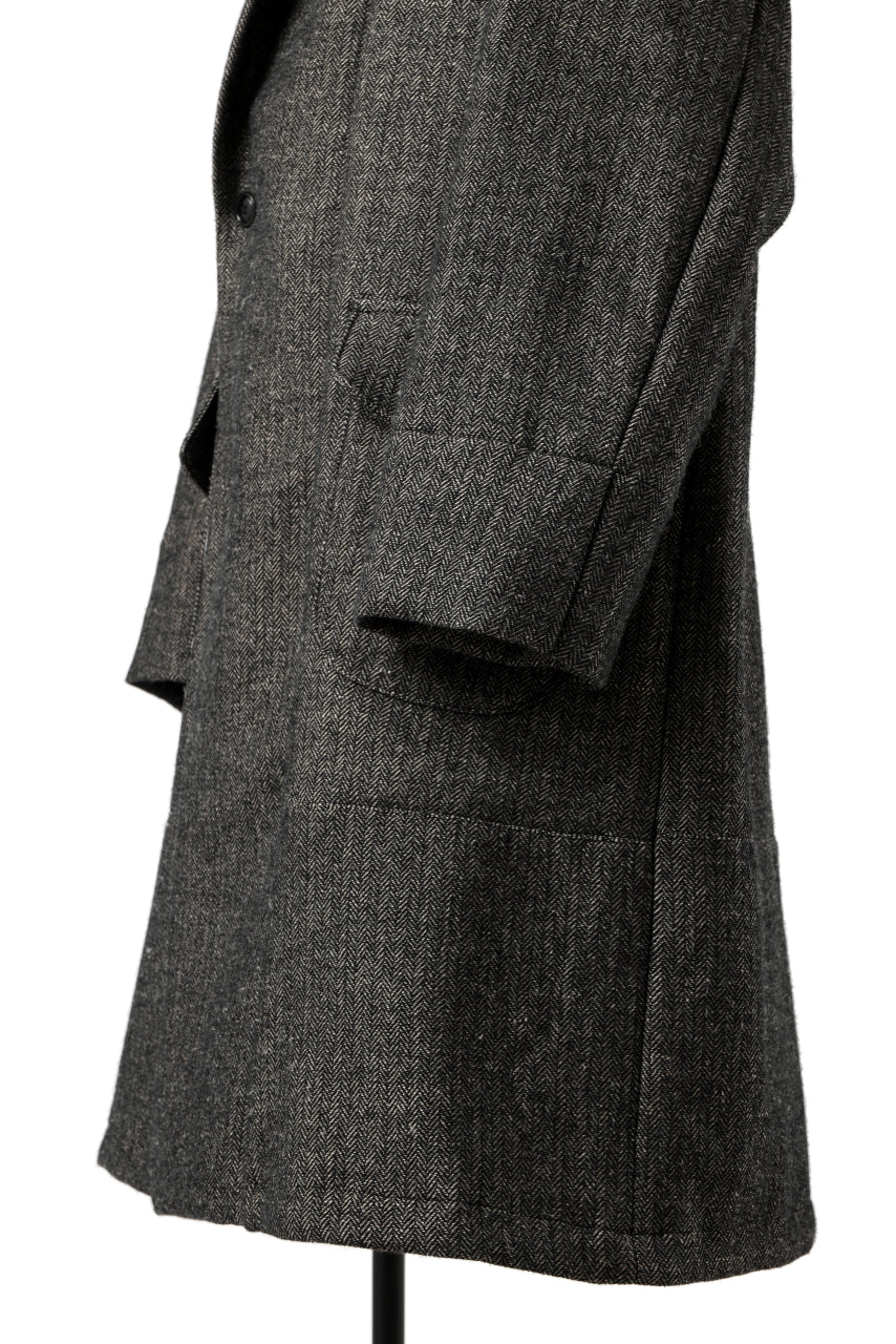 画像をギャラリービューアに読み込む, KLASICA SAULT FOLK DOUBLE BREASTED OVER COAT / CLASSIC HERRING BONE (BLACK)