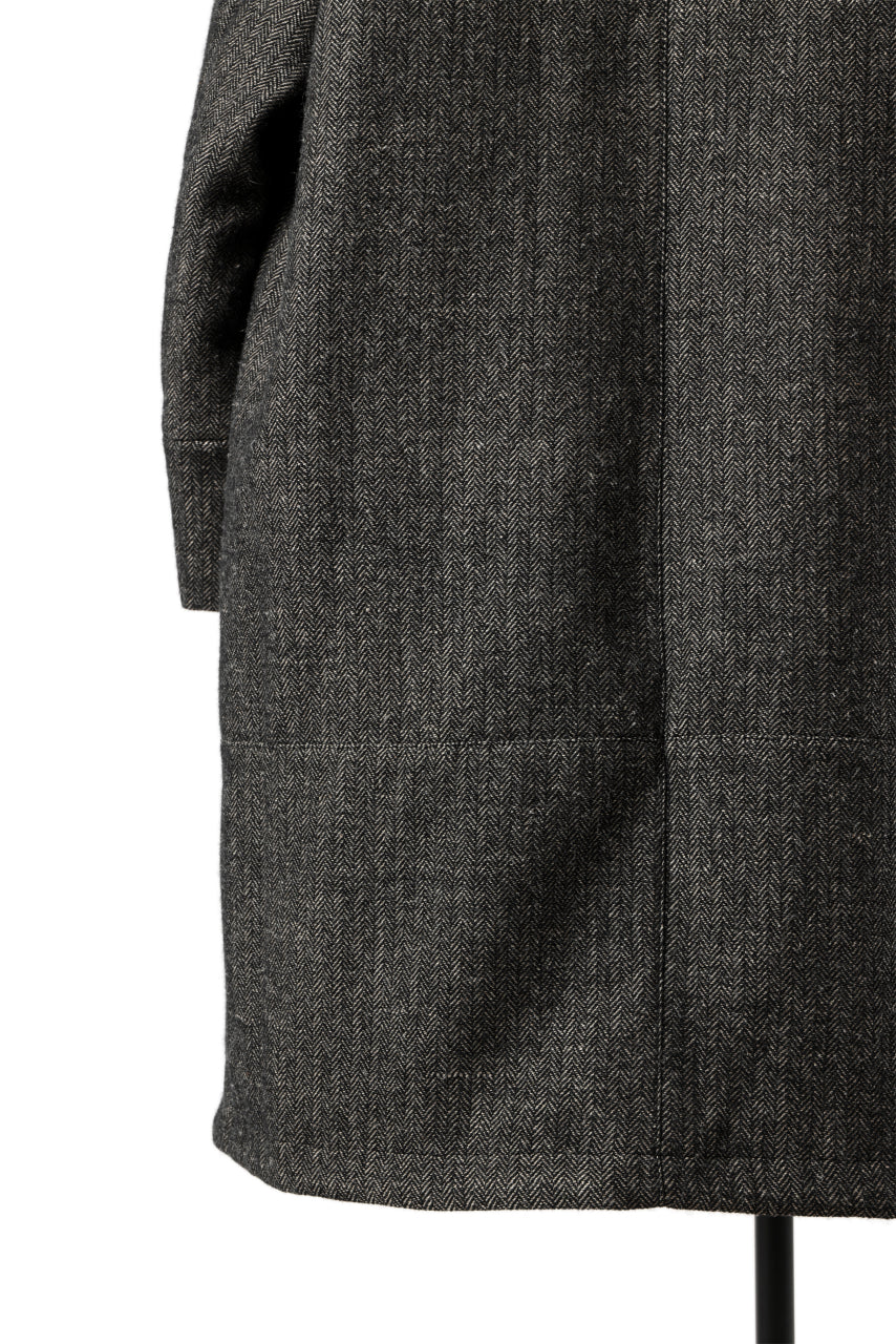 画像をギャラリービューアに読み込む, KLASICA SAULT FOLK DOUBLE BREASTED OVER COAT / CLASSIC HERRING BONE (BLACK)