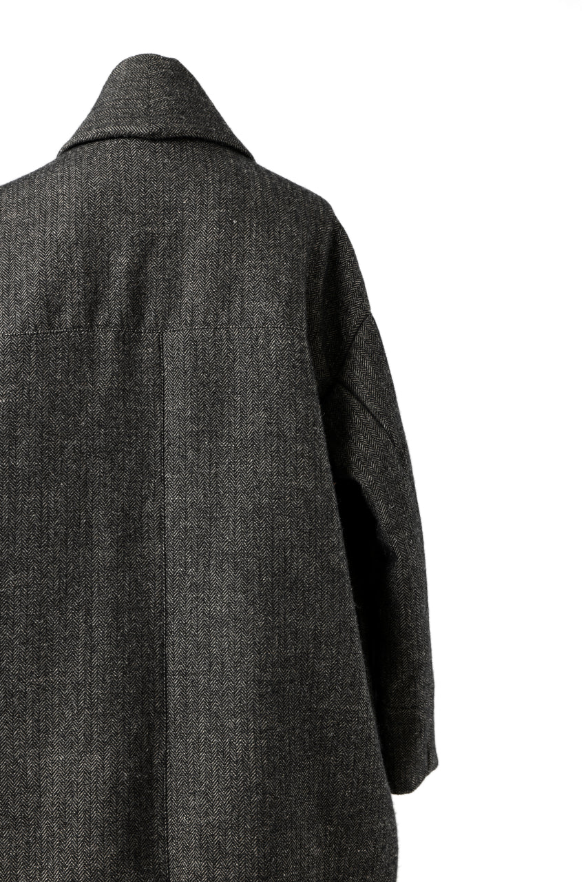 画像をギャラリービューアに読み込む, KLASICA SAULT FOLK DOUBLE BREASTED OVER COAT / CLASSIC HERRING BONE (BLACK)