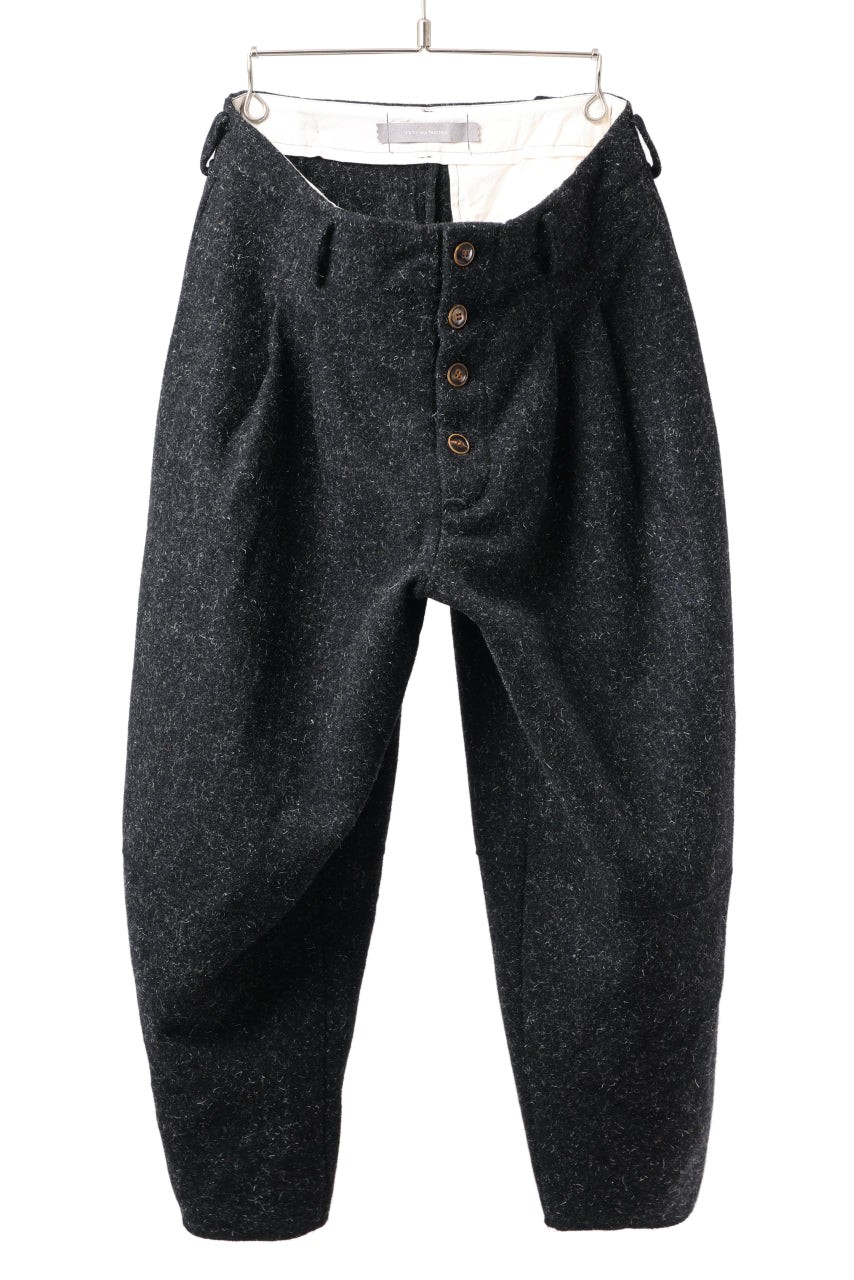 画像をギャラリービューアに読み込む, YUTA MATSUOKA wide taper cropped pants / british wool melton including kempi (charcoal gray)