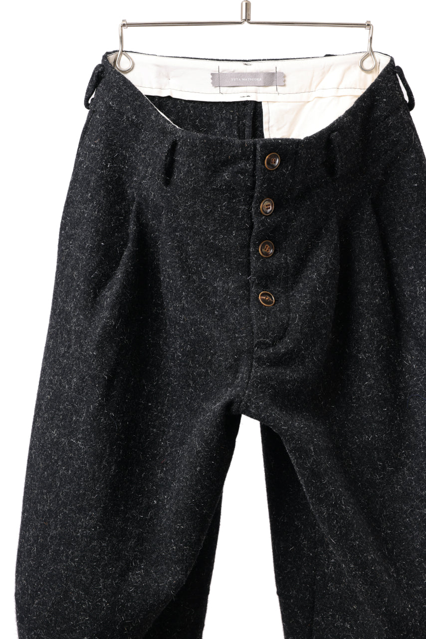 画像をギャラリービューアに読み込む, YUTA MATSUOKA wide taper cropped pants / british wool melton including kempi (charcoal gray)