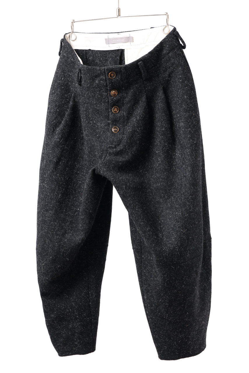 YUTA MATSUOKA wide taper cropped pants / british wool melton including kempi (charcoal gray)