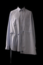 画像をギャラリービューアに読み込む, FACETASM ASSYMETRICAL BELTED STRIPE SHIRT (BLUE x WHITE)