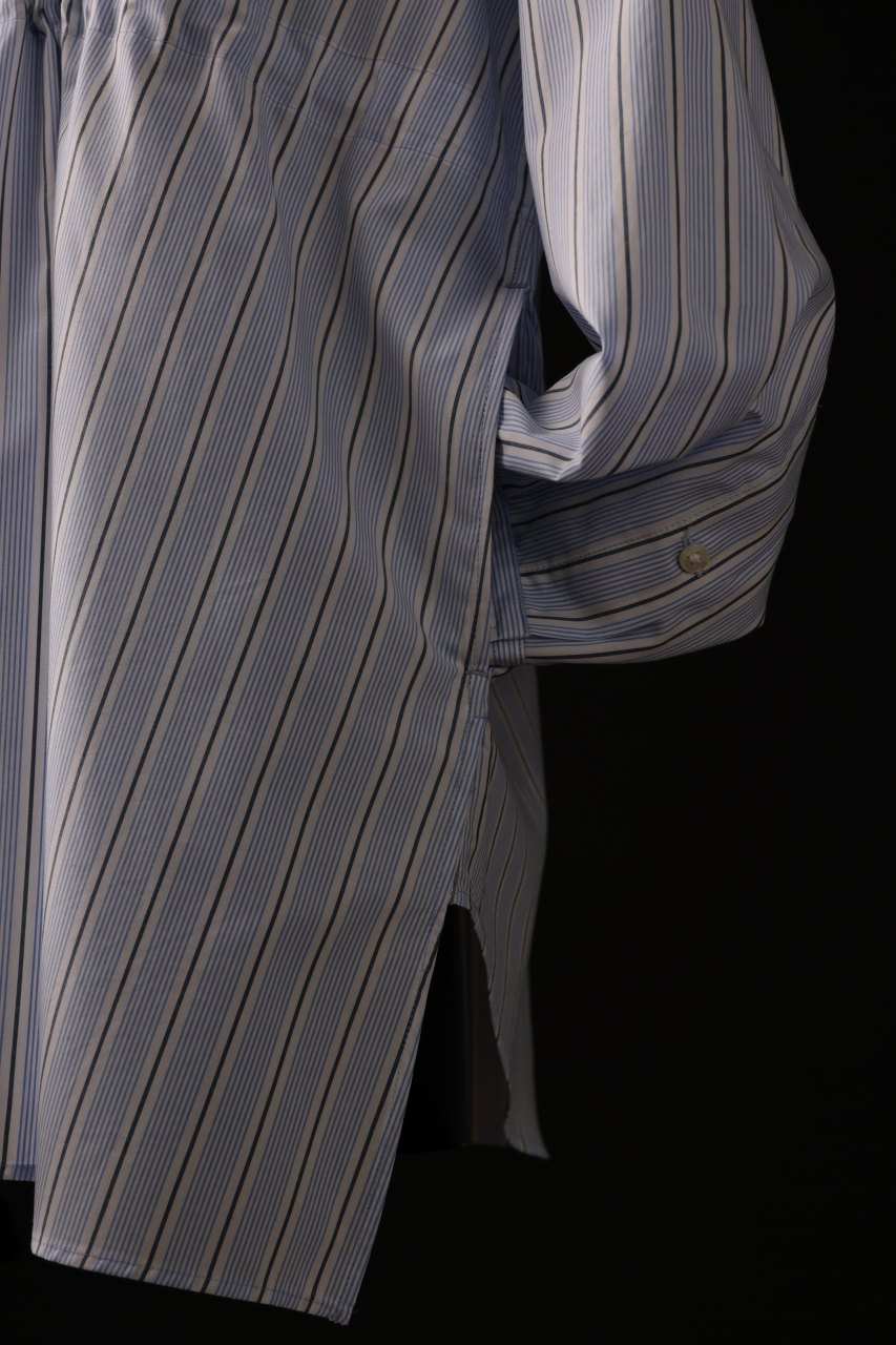 画像をギャラリービューアに読み込む, FACETASM ASSYMETRICAL BELTED STRIPE SHIRT (BLUE x WHITE)