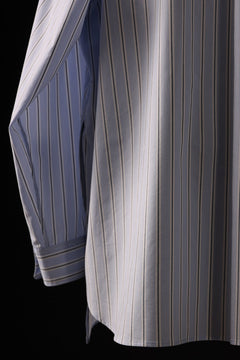 画像をギャラリービューアに読み込む, FACETASM ASSYMETRICAL BELTED STRIPE SHIRT (BLUE x WHITE)