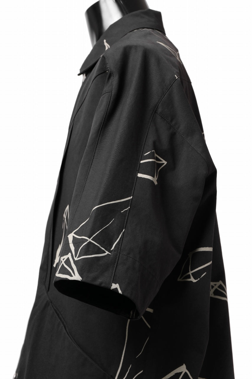 画像をギャラリービューアに読み込む, A.F ARTEFACT PYRA PATTERN PRINT H/S COVER-ALL SHIRT (BLACK)