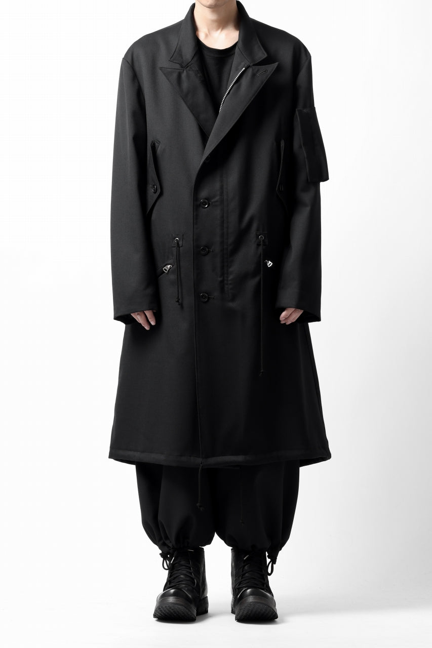 画像をギャラリービューアに読み込む, Y's BANG ON! No.188 GABARDINE PEAKED LAPEL MILITARY COAT (BLACK)