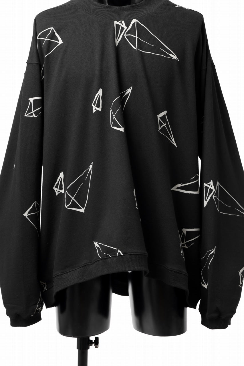 画像をギャラリービューアに読み込む, A.F ARTEFACT PYRA PATTERN PRINT CREW NECK TOPS (BLACK)