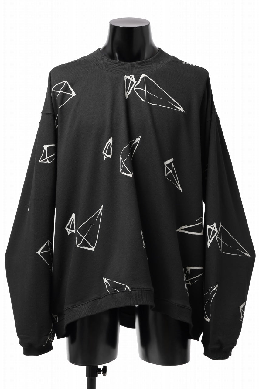 画像をギャラリービューアに読み込む, A.F ARTEFACT PYRA PATTERN PRINT CREW NECK TOPS (BLACK)