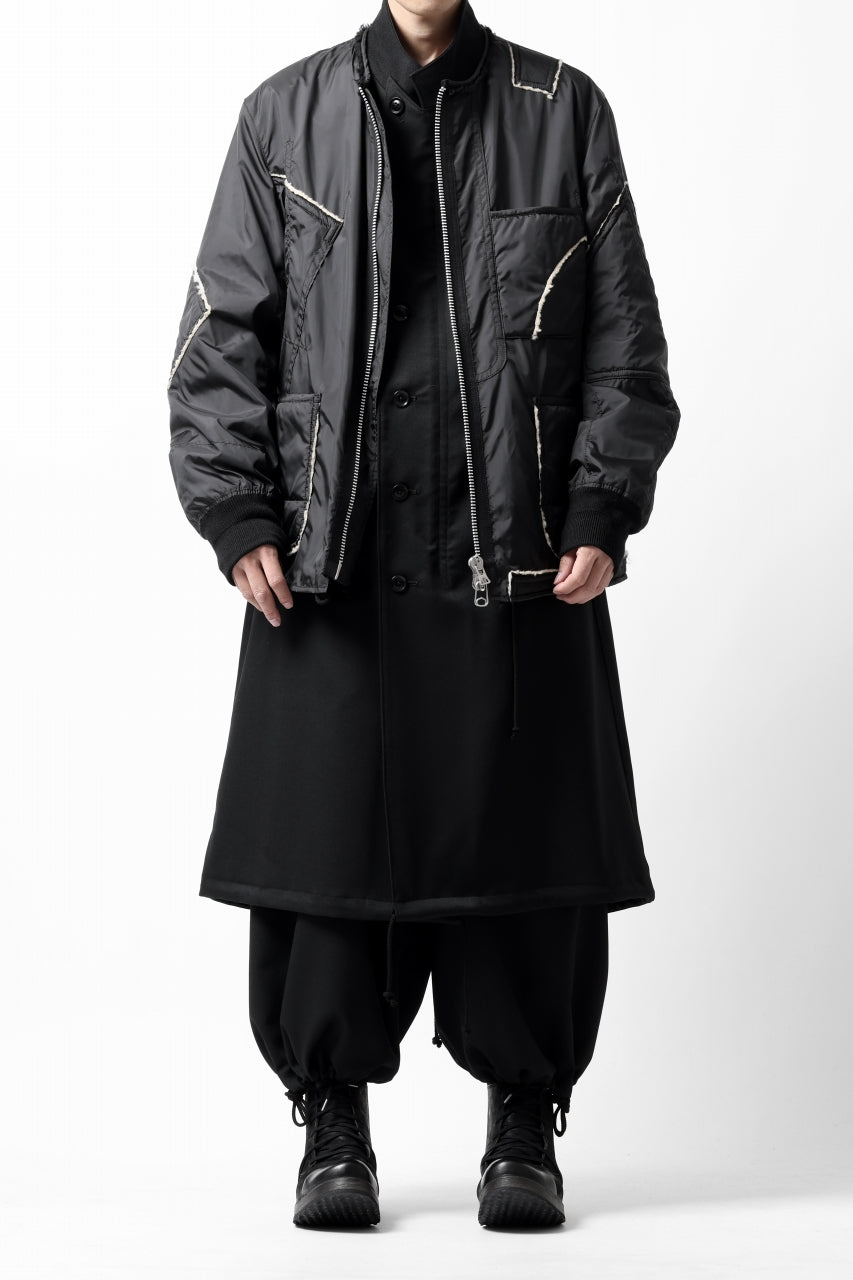 画像をギャラリービューアに読み込む, Y's BANG ON! No.173 POLYESTER TAFFETA + WOOL PILE PATCHED BLOUSON (BLACK)