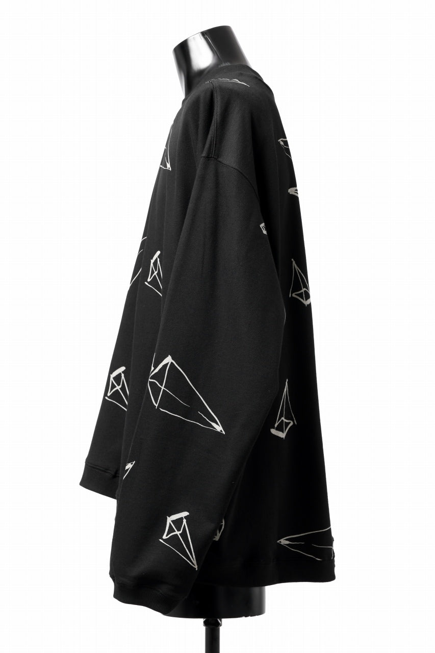 画像をギャラリービューアに読み込む, A.F ARTEFACT PYRA PATTERN PRINT CREW NECK TOPS (BLACK)