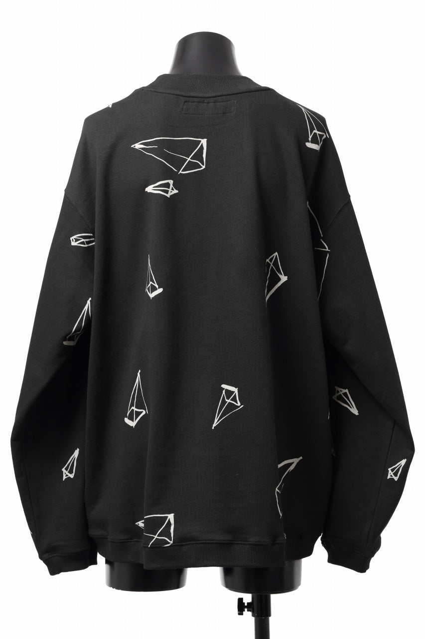 画像をギャラリービューアに読み込む, A.F ARTEFACT PYRA PATTERN PRINT CREW NECK TOPS (BLACK)