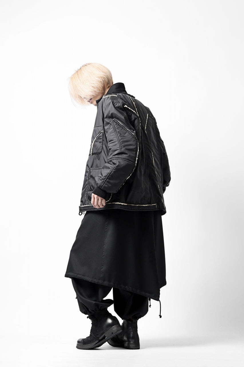 画像をギャラリービューアに読み込む, Y's BANG ON! No.173 POLYESTER TAFFETA + WOOL PILE PATCHED BLOUSON (BLACK)