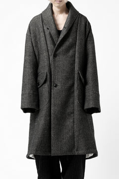 画像をギャラリービューアに読み込む, KLASICA SAULT FOLK DOUBLE BREASTED OVER COAT / CLASSIC HERRING BONE (BLACK)