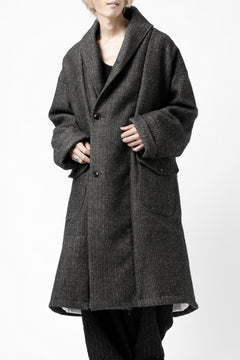 画像をギャラリービューアに読み込む, KLASICA SAULT FOLK DOUBLE BREASTED OVER COAT / CLASSIC HERRING BONE (BLACK)