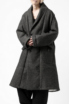 画像をギャラリービューアに読み込む, KLASICA SAULT FOLK DOUBLE BREASTED OVER COAT / CLASSIC HERRING BONE (BLACK)