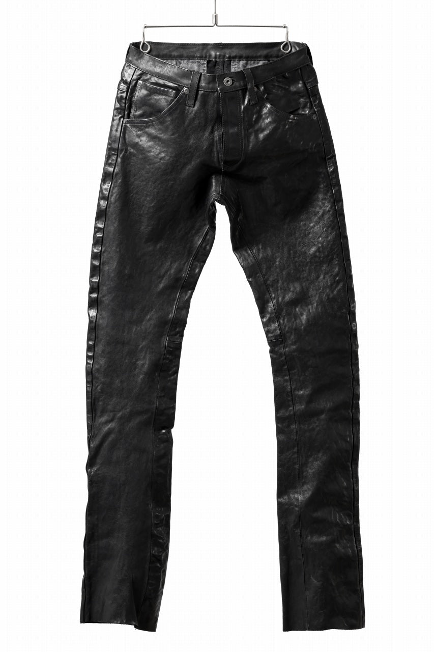 画像をギャラリービューアに読み込む, ISAMU KATAYAMA BACKLASH exclusive TIGHT STRAIGHT LEATHER PANTS / GARMENT DYED - ITALY SHOULDER (BLACK)