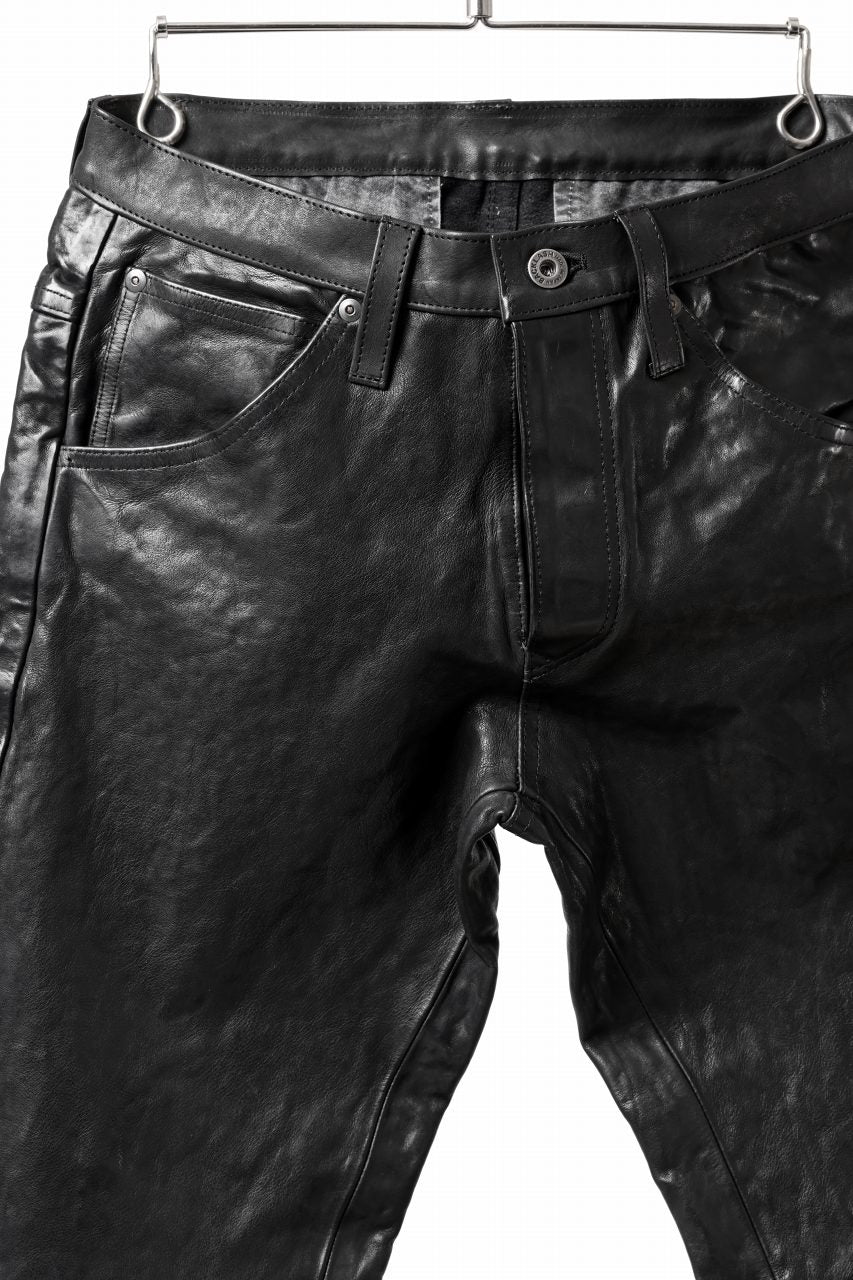 画像をギャラリービューアに読み込む, ISAMU KATAYAMA BACKLASH exclusive TIGHT STRAIGHT LEATHER PANTS / GARMENT DYED - ITALY SHOULDER (BLACK)