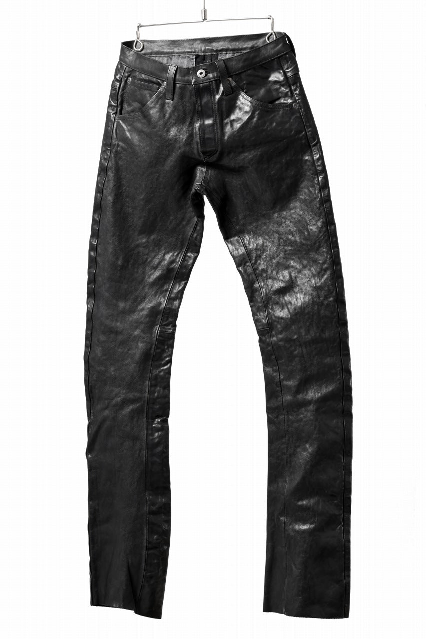 画像をギャラリービューアに読み込む, ISAMU KATAYAMA BACKLASH exclusive TIGHT STRAIGHT LEATHER PANTS / GARMENT DYED - ITALY SHOULDER (BLACK)