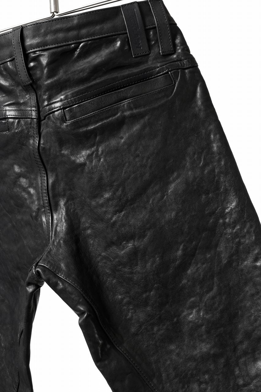 画像をギャラリービューアに読み込む, ISAMU KATAYAMA BACKLASH exclusive TIGHT STRAIGHT LEATHER PANTS / GARMENT DYED - ITALY SHOULDER (BLACK)