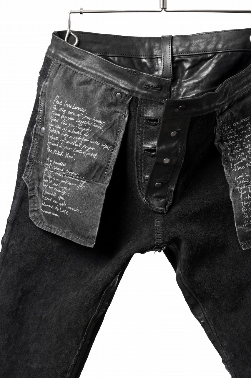 画像をギャラリービューアに読み込む, ISAMU KATAYAMA BACKLASH exclusive TIGHT STRAIGHT LEATHER PANTS / GARMENT DYED - ITALY SHOULDER (BLACK)
