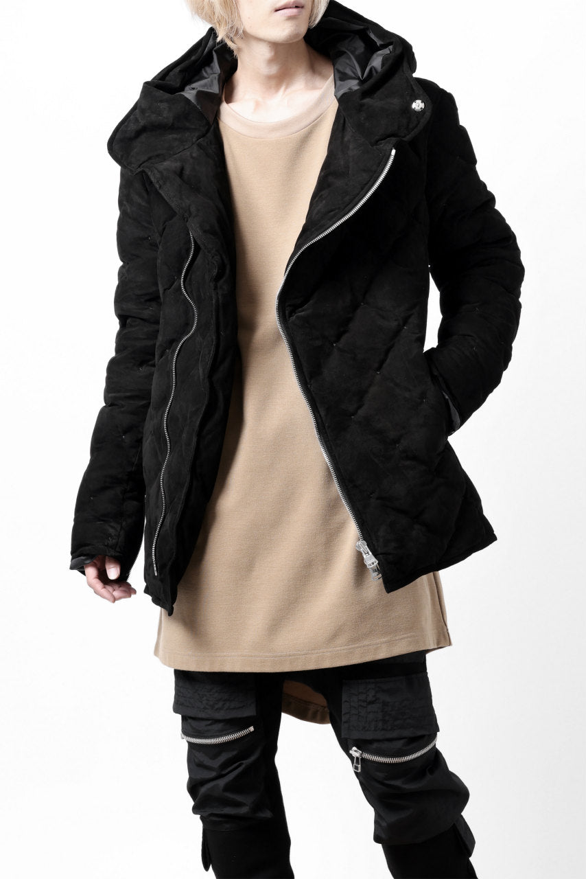 画像をギャラリービューアに読み込む, ISAMU KATAYAMA BACKLASH HOODED DOWN JACKET / KANGAROO REVERSE + POLISH WHITE GOOSE (BLACK)