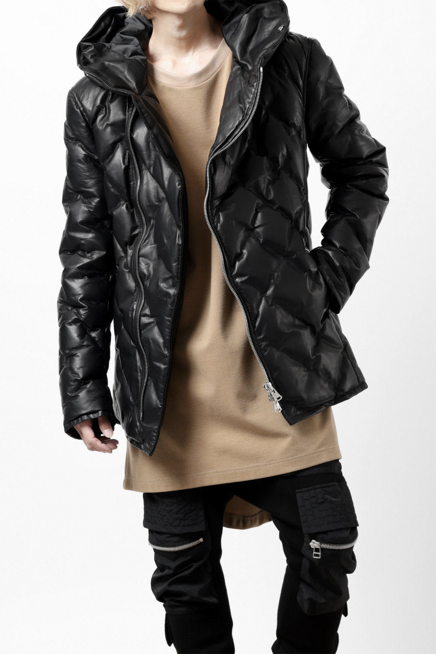画像をギャラリービューアに読み込む, ISAMU KATAYAMA BACKLASH HOODED DOWN JACKET / LUXURY STEER + POLISH WHITE GOOSE (BLACK)