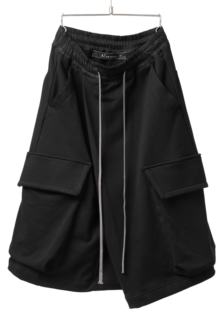 画像をギャラリービューアに読み込む, A.F ARTEFACT TWISTED HAKAMA-CARGO PANTS / COTTON SWEAT (BLACK)