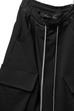 画像をギャラリービューアに読み込む, A.F ARTEFACT TWISTED HAKAMA-CARGO PANTS / COTTON SWEAT (BLACK)