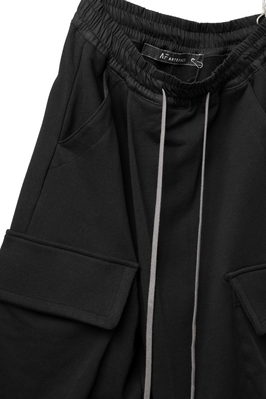 画像をギャラリービューアに読み込む, A.F ARTEFACT TWISTED HAKAMA-CARGO PANTS / COTTON SWEAT (BLACK)