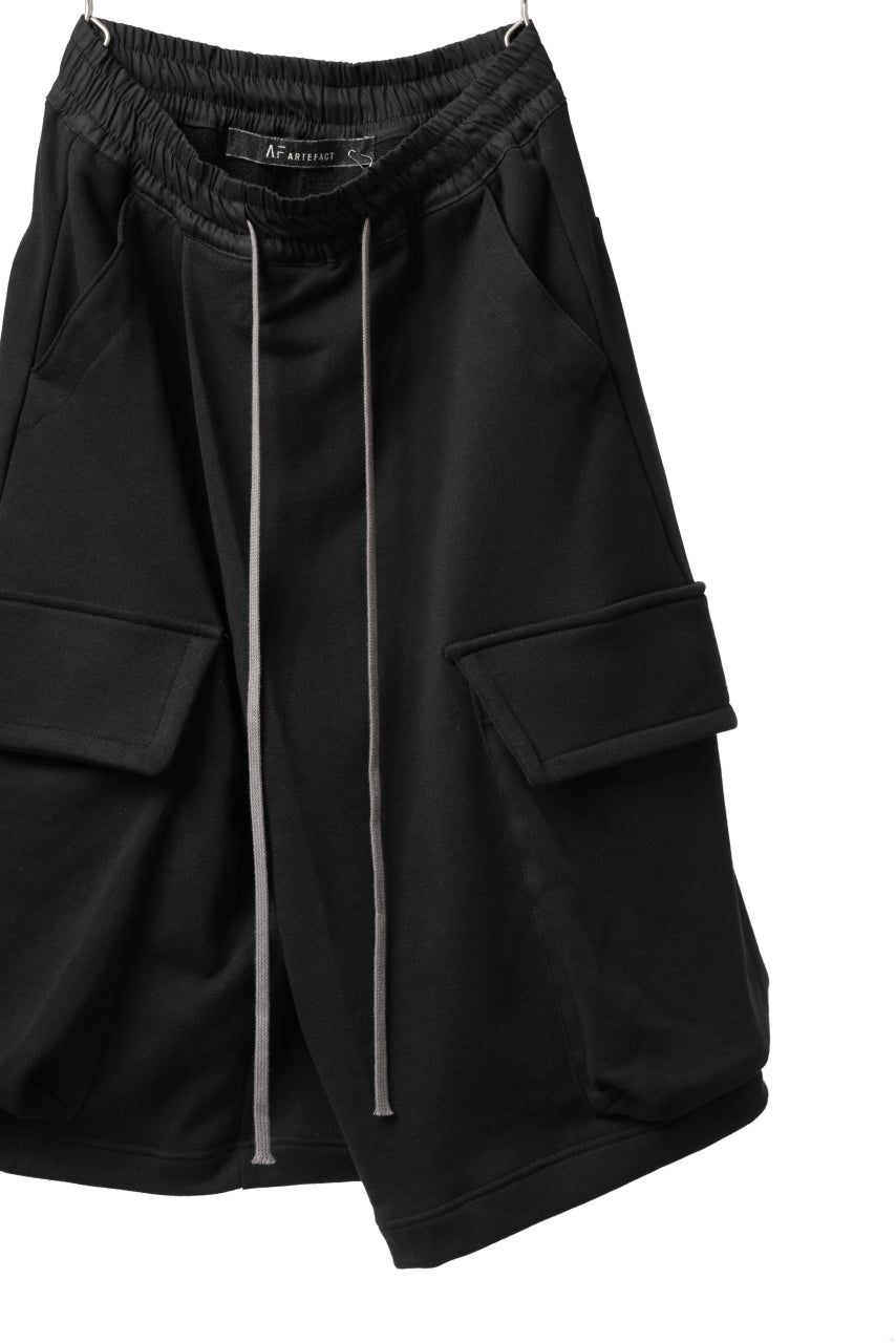 画像をギャラリービューアに読み込む, A.F ARTEFACT TWISTED HAKAMA-CARGO PANTS / COTTON SWEAT (BLACK)