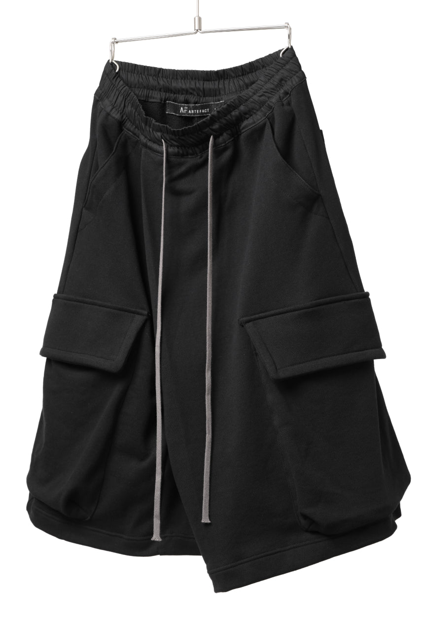 画像をギャラリービューアに読み込む, A.F ARTEFACT TWISTED HAKAMA-CARGO PANTS / COTTON SWEAT (BLACK)