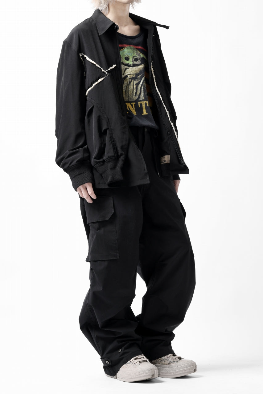 画像をギャラリービューアに読み込む, ISAMU KATAYAMA BACKLASH WIDE CARGO PANTS / STRETCH TYPEWRITER CLOTH (BLACK)